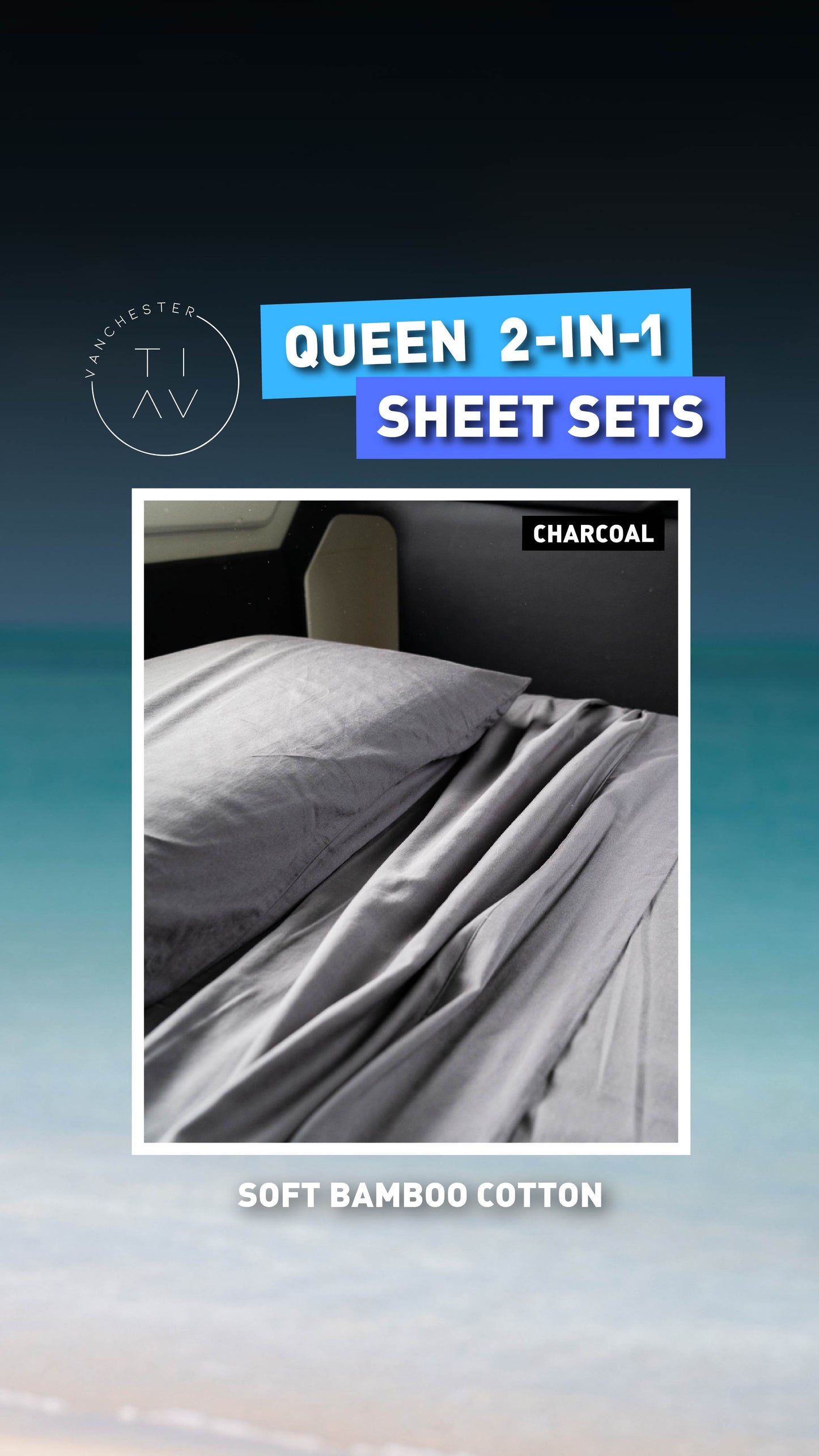 VANCHESTER CARAVAN BEDDING - QUEEN SIZE 2 IN 1  SHEET SETS