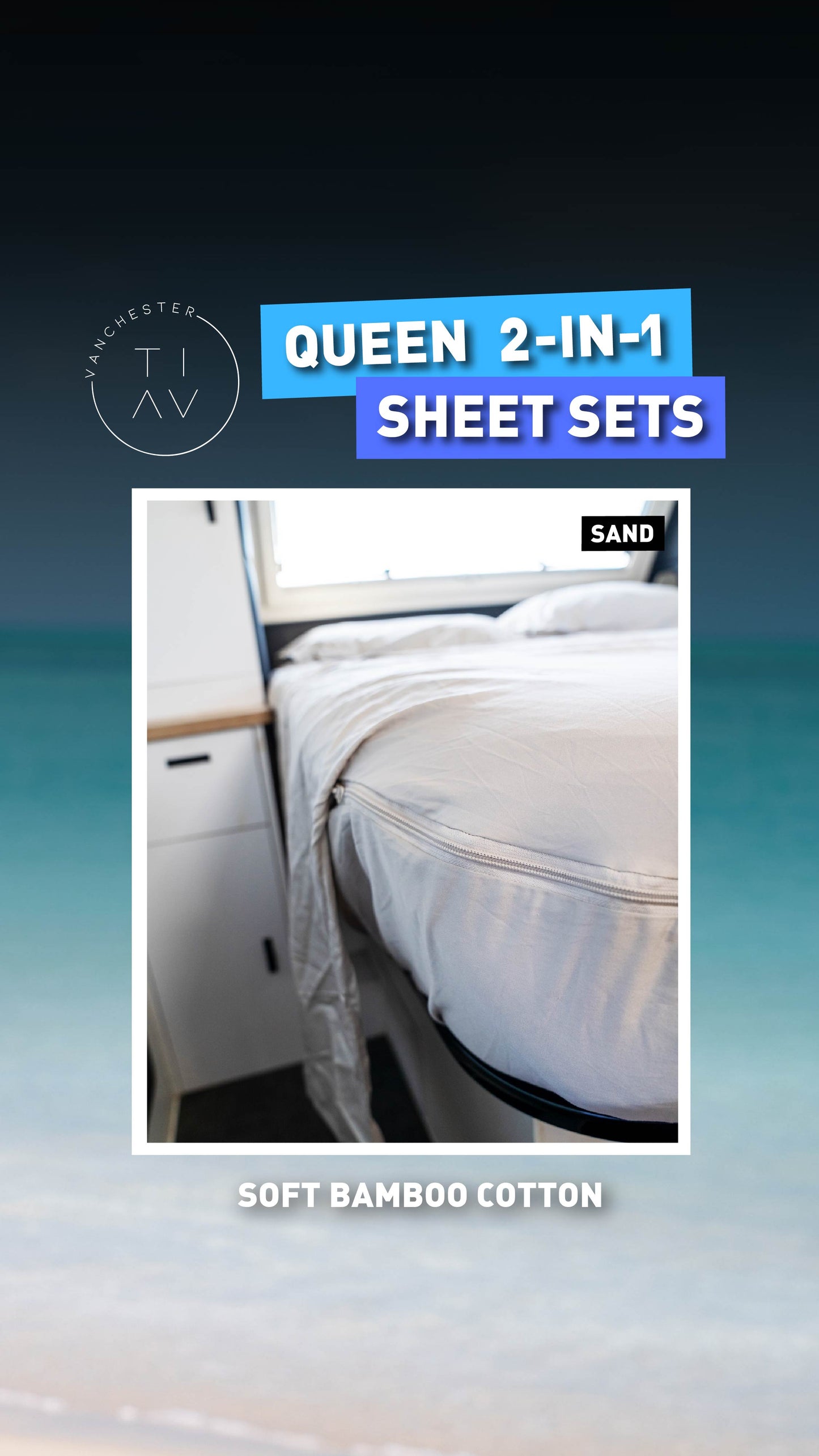 VANCHESTER CARAVAN BEDDING - QUEEN SIZE 2 IN 1  SHEET SETS