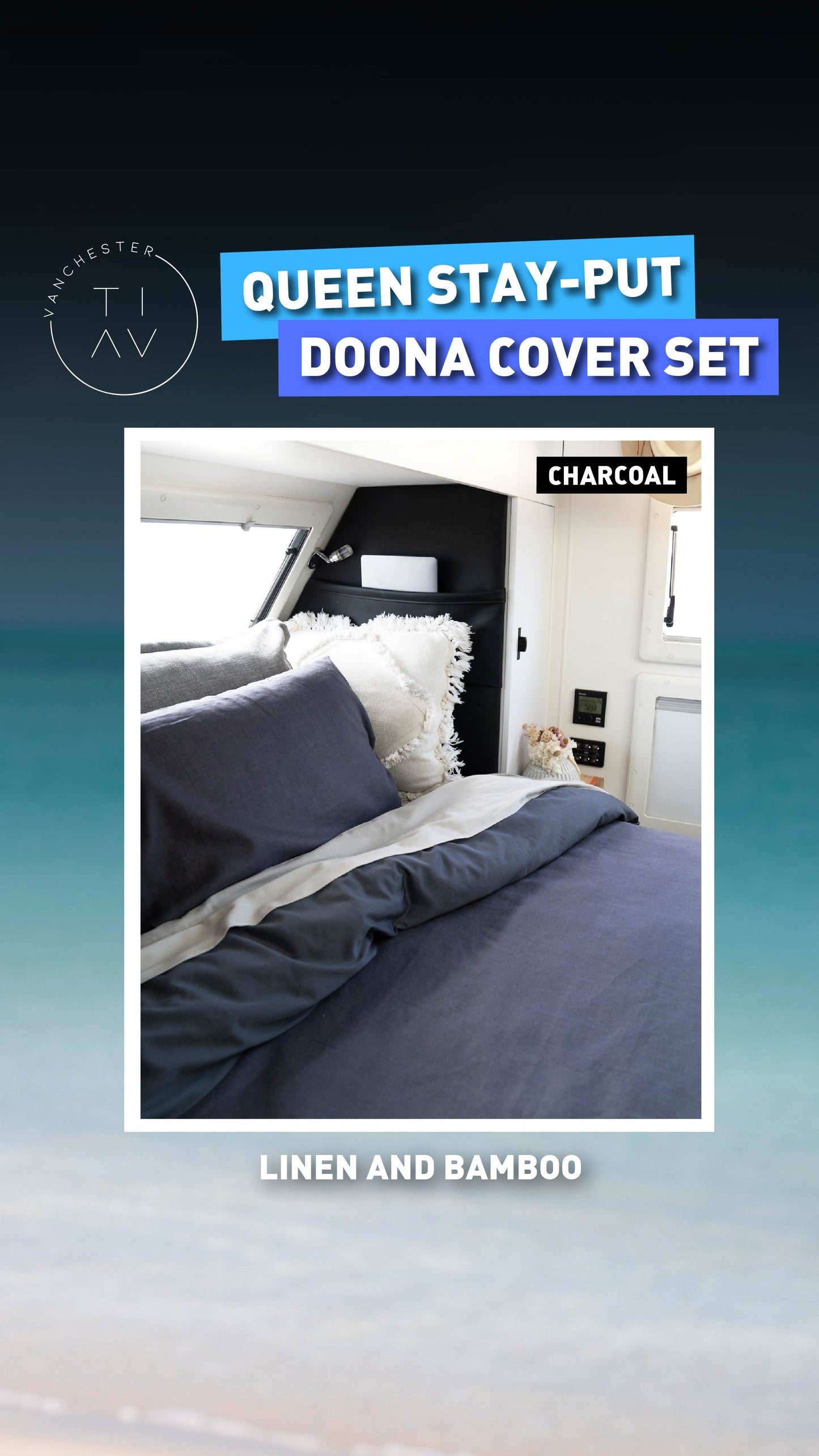 VANCHESTER QUEEN SIZE CARAVAN BEDDING - STAY PUT DOONA COVER SET